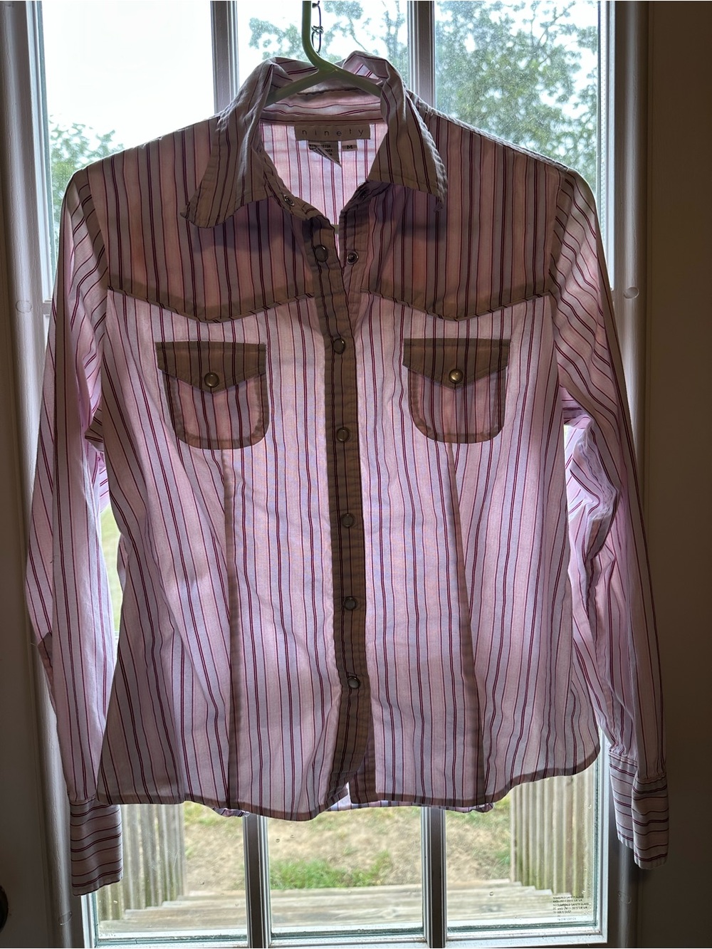 Ninety White Shirt with Pink Stripes